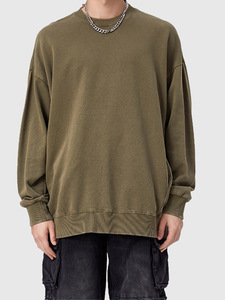 H5483 Streetwear Style Wholesale Custom 350 Gsm 100% Cotton Vintage Washed Sweatshirts Men Crewneck Sweatshirts - Product Image 6