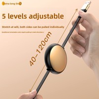 Cable de Datos Telescópico de 120W con 2 Cables y 3 Líneas de Carga Rápida, Revestimiento de TPE, Conectores Micro USB/Tipo-C para Teléfonos Móviles Android, 12 Meses
