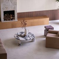 Table basse en marbre naturel blanc Calacatta Viola de luxe Newstar pour le salon, design de meubles