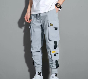 Pantalons cargo pour hommes, pantalons de survêtement pour jeunes hommes et adolescents, couleur unie, multi-poches, nouvelle collection 2024 - Product Image 2