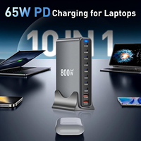 Cargador Rápido USB C de 800W 8C2A, Estación de Carga USB de 10 Puertos, GaN III Pro con Puerto Dual PD PPS de 140W para Múltiples Dispositivos USB