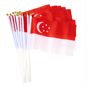 Сингапур, мини-Национальный флаг страны, изготовленный из полиэстера, с ручным развевающимся дизайном, с цифровым печатным ручным флагом - Product Image 1