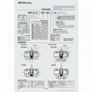 Modèle de soupape de commande mécanique pneumatique SMC VM130-01-33A-B - Product Image 1