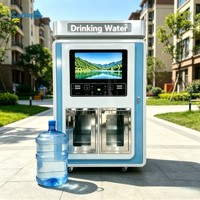 Distributeur d'eau purifiée avec écran publicitaire optionnel, machine de purification de l'eau, distributeur d'eau extérieur