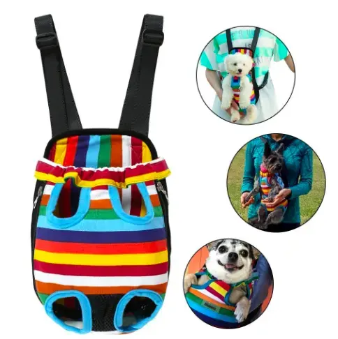 Pet Dog Carrier Dog Front Chest Backpack Mesh Five Holes Outdoor Travel Breathable Shoulder Handle Bags For Small Dog Cats N