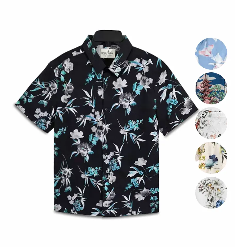 Wholesale Designer Printed Casual Button Up Floral Short Sleeve Aloha Hawaiian Beach Floral Shirts For men