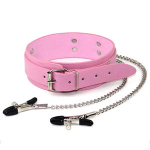 BDSM 속박 쥬게 테스 섹스 가죽 칼라 금속 젖꼭지 클램프 에로틱 페티쉬 속박 BDSM 성인 게임 섹스 토이 - Product Image 2