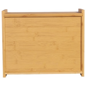 กล่องเก็บขนมปังไม้ไผ่สองชั้นพร้อมประตูกระจกสำหรับวางบนเคาน์เตอร์ครัว - Product Image 2