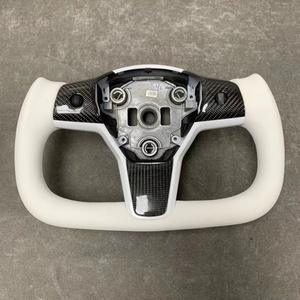 Volante de Fibra de Carbono Personalizado 2024 para Modelo Y, Accesorios de Fibra de Carbono, Volante Tipo Yoke Blanco para Tesla Modelo 3 - Product Image 5