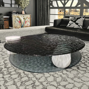 Minimaliste créatif nouvelle peinture <span class=keywords><strong>verre</strong></span> dessus marbre <span class=keywords><strong>Table</strong></span> jambe <span class=keywords><strong>Table</strong></span> basse concepteur petit salon rond <span class=keywords><strong>verre</strong></span> trempé <span class=keywords><strong>Table</strong></span> à thé - Product Image 3