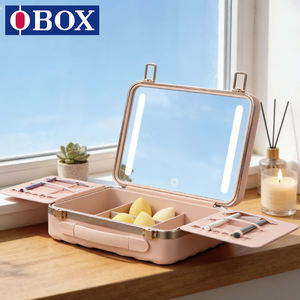 OBOX 방수 화장품 케이스 LED 거울 포함, 서퍼들을 위한 삼색 조명, 해변 여행용 - Product Image 1