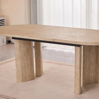 Table de salle à manger ovale extensible en mélamine style moderne, avec pieds en MDF, à ouverture manuelle, idéale pour hôtels et restaurants (nouveau modèle)