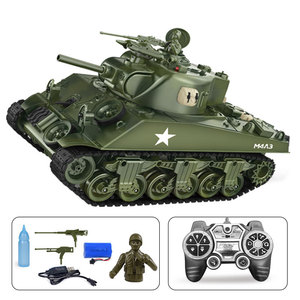 1/18 Venta caliente China 99G <span class=keywords><strong>Sherman</strong></span> Army 2,4G RC <span class=keywords><strong>Tanque</strong></span> con vibración Humo Balas de lanzamiento <span class=keywords><strong>Tanque</strong></span> de batalla Juguetes militares para niños - Product Image 3