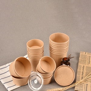 Dùng Một Lần Nâu Giấy Kraft Takeaway Bao Bì Thực Phẩm Container 8Oz 12Oz 16Oz 20Oz 26Oz 32Oz Cháo Súp Xô Với Nắp Giấy - Product Image 6