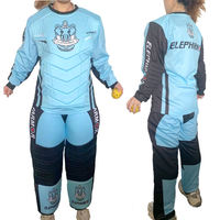 Ensemble maillot et pantalon de gardien de but de floorball bleu, protection ultra-épaisse 10 mm pour poitrine/coudes/genoux, maille respirante et légère
