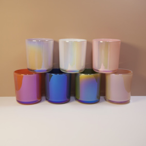 โหลเทียนเปล่าสีรุ้ง12ออนซ์หรูหราก้นกลม12ออนซ์ที่วางกระบอกโลหะพร้อมฝาปิดสำหรับตกแต่งบ้านโลโก้ที่ปรับแต่งได้ - Product Image 3