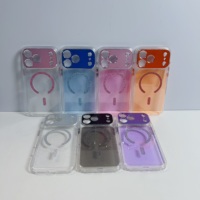 Coque de téléphone magnétique transparente en acrylique PC style INS 2026 avec paillettes colorées pour iPhone 17 16 Pro Max et cadre d'appareil photo électroplaqué