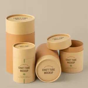Eco Friendly Brown Paper Tube Containers Empty Cosmetic Cardboard Jar Cylinder