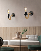 Lampe murale Vintage industrielle en métal et fer, corde de chanvre, prise E27, intérieur d'appartement, chevet de lit pour la lecture