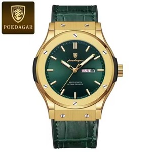 Montre homme POEDAGAR 952, étanche, lumineuse, avec date et jour, bracelet en silicone, quartz, mode. - Product Image 2