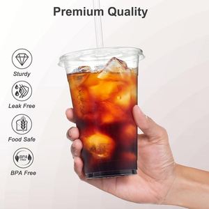 Vasos de Plástico Transparente de 20 oz con Tapas y Pajitas, Resistentes, Aptos para Alimentos, Antiderrames, Desechables para Café Helado y Smoothies - Product Image 2