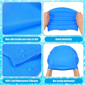 Bonnets <span class=keywords><strong>de</strong></span> <span class=keywords><strong>bain</strong></span> en <span class=keywords><strong>silicone</strong></span> <span class=keywords><strong>de</strong></span> qualité alimentaire écologiques avec logo personnalisé pour cheveux longs - Durables, doux, confortables, couleurs personnalisables, femmes, hommes - Product Image 3