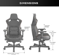 Chaise d'ordinateur de luxe avec support lombaire intégré à 4 voies Chaise de jeu Anda Sièges Kaiser 3 Taille XL Noir Chaise de jeu de qualité supérieure