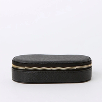 Organisateur de bijoux en velours de forme ovale, boîte de rangement à fermeture éclair pour colliers et boucles d'oreilles, étui de voyage en velours pour femmes, cadeau