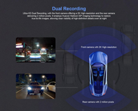 Double objectif 2K + 1080p HD GPS Smart Camera 4G SIM Card Night Vision 24/7 Car Parking Surveillance Security System Video Dash Cam