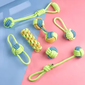 Pelota de juguete de cuerda de algodón duradera para limpieza de dientes, suministros para mascotas, juguete masticable para perros pequeños, pelota con nudos, cuerda para la dentición de gatos y perros - Product Image 6