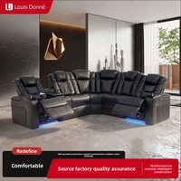 Nuevo Sofá Esquinero de Cuero Genuino de Grano Completo, Sofá Eléctrico Inteligente de Alta Gama con Función de Masaje, Juego de Sala de Estar con Esponja