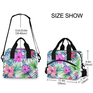 Hawaiian Flower Design Reusable Lunch Tote Bag <b>Cooler</b> Bag for Women Men Adult Lunch <b>Box</b> with Adjustable Shoulder Strap - Product Image 3