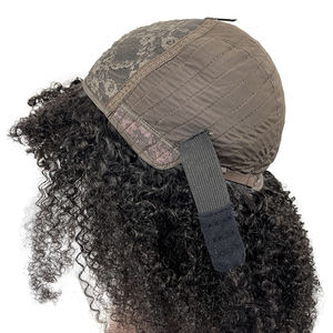 Parrucca brasiliana naturale <span class=keywords><strong>Afro</strong></span> Curl vergine a 180% densità per donne nere spedizione veloce con frangia - Product Image 4