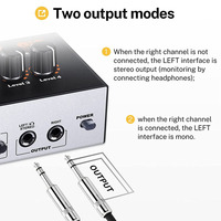 Mini-mixeur audio 4 canaux à faible bruit avec suppression du bruit, adaptateur secteur 12 V CC, réglage stéréo/mono, 20 Hz-20 kHz, pour microphones et guitares
