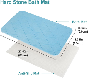 Alfombra <span class=keywords><strong>de</strong></span> Baño <span class=keywords><strong>Antideslizante</strong></span> <span class=keywords><strong>de</strong></span> Secado Rápido y Súper Absorbente con Diseño Liso y Rayas Azules <span class=keywords><strong>de</strong></span> 24x16 Pulgadas <span class=keywords><strong>para</strong></span> el <span class=keywords><strong>Suelo</strong></span> <span class=keywords><strong>de</strong></span> la <span class=keywords><strong>Ducha</strong></span> - Product Image 2