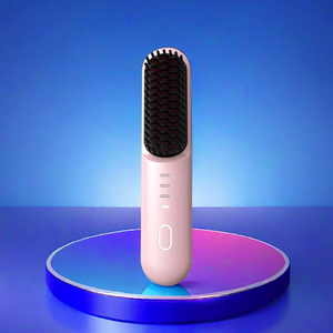 Peigne lissant sans fil portable, mini lisseur de cheveux rechargeable par USB, brosse lissante deux en un, peigne pour boucler et lisser les cheveux - Product Image 1