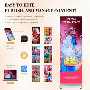 80 pollici P1.86 argento <span class=keywords><strong>LED</strong></span> Digital Signage chiosco pieghevole <span class=keywords><strong>LED</strong></span> Poster <span class=keywords><strong>Screen</strong></span> per eventi interni sistema di pubblicazione di animazione evento - Product Image 5