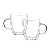 Ensemble de 2 tasses à café à double paroi en verre borosilicate, 350 ml, compatibles micro-ondes, sans BPA