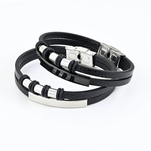 Pulsera de Acero Inoxidable Trenzada a Mano Multicapa Geométrica Unisex de Moda Europea y Americana, Informal/Deportiva, Marca SC - Product Image 3