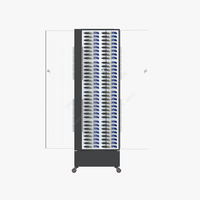 Einzelhandel Rotierende Metall material Display Leuchten Bodenbelag Acryl messer Vitrinen mit Rädern
