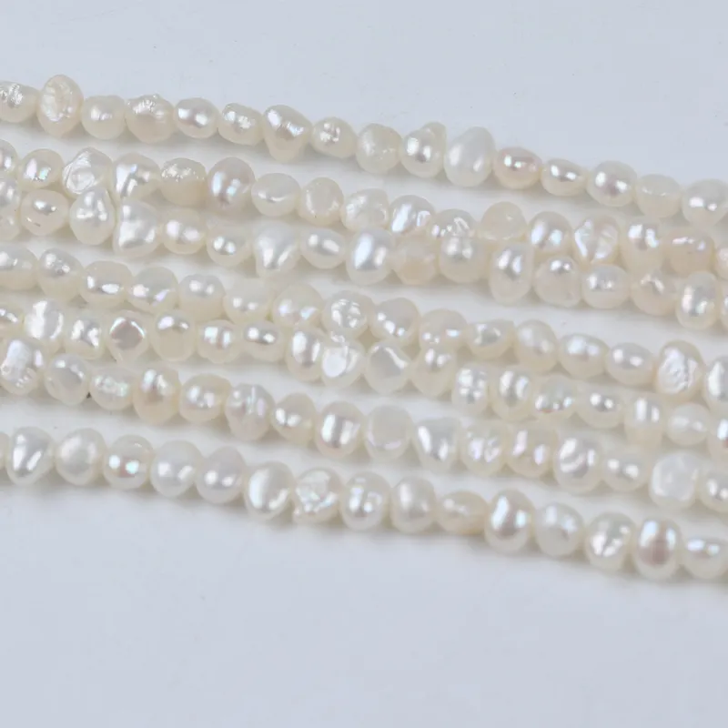 Cadena de pera de agua dulce natural de perlas barrocas pequeñas de grado AA de 3,5-4mm al por mayor