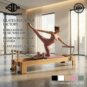 Machine de Pilates Reformer en bois de chêne avec logo personnalisé, beige, Body Balanced SQOA01, garantie de 3 ans - Product Image 5