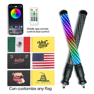 2026 Yeni Uygulama ve Uzaktan Kumandalı 2ft 3ft LED Fren Dönüş Sinyali Lambası Spiral RGB Kırbaç Işık Offroad Plaj Bayrak Direği Işıkları için - Product Image 1