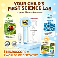 Student Handheld Microscope 2MP HD Camera 500X Zoom 2.0 Inch Screen Adjustable LED Light Ergonomic Grip Shockproof Toy