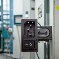 Module d'entrée d'alimentation électrique deux-en-un avec prise d'entrée C14 et interrupteur à bascule, homologué CE pour usage hospitalier 250V, référence 0711-SPQD-H