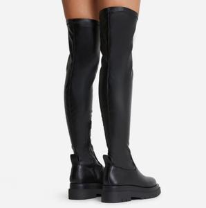 Over the genou <span class=keywords><strong>cuissardes</strong></span> bottes de motard longues <span class=keywords><strong>en</strong></span> faux cuir pour femmes et dames-noir - Product Image 4