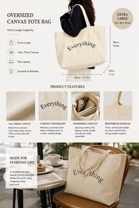 Washable <b>Canvas</b> Grocery <b>Bag</b> Reusable Heavy Duty Shopping Tote <b>Bag</b> Double Handle Large Capacity Cotton <b>Bag</b> for Supermarket Market - Product Image 6
