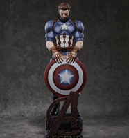 Figura de acción coleccionable de los Vengadores de Marvel, pintada a mano con detalles artísticos, para exhibición en escritorio, con escudo de resina.
