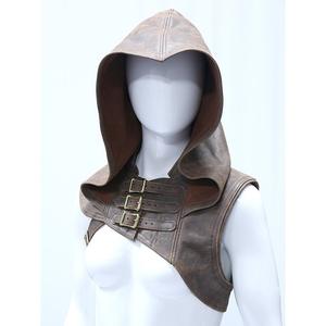 Disfraz de Cosplay de Cazadora Medieval para Mujer, Disfraz de Asesino para Hombre, Capa de Guerrero Vikingo con Capucha de Cuero para Carnaval - Product Image 2