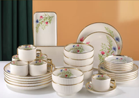 Services de vaisselle en porcelaine incassable 32 pièces, compatibles micro-ondes et lave-vaisselle, écologiques, sans BPA, assiettes, bols, tasses